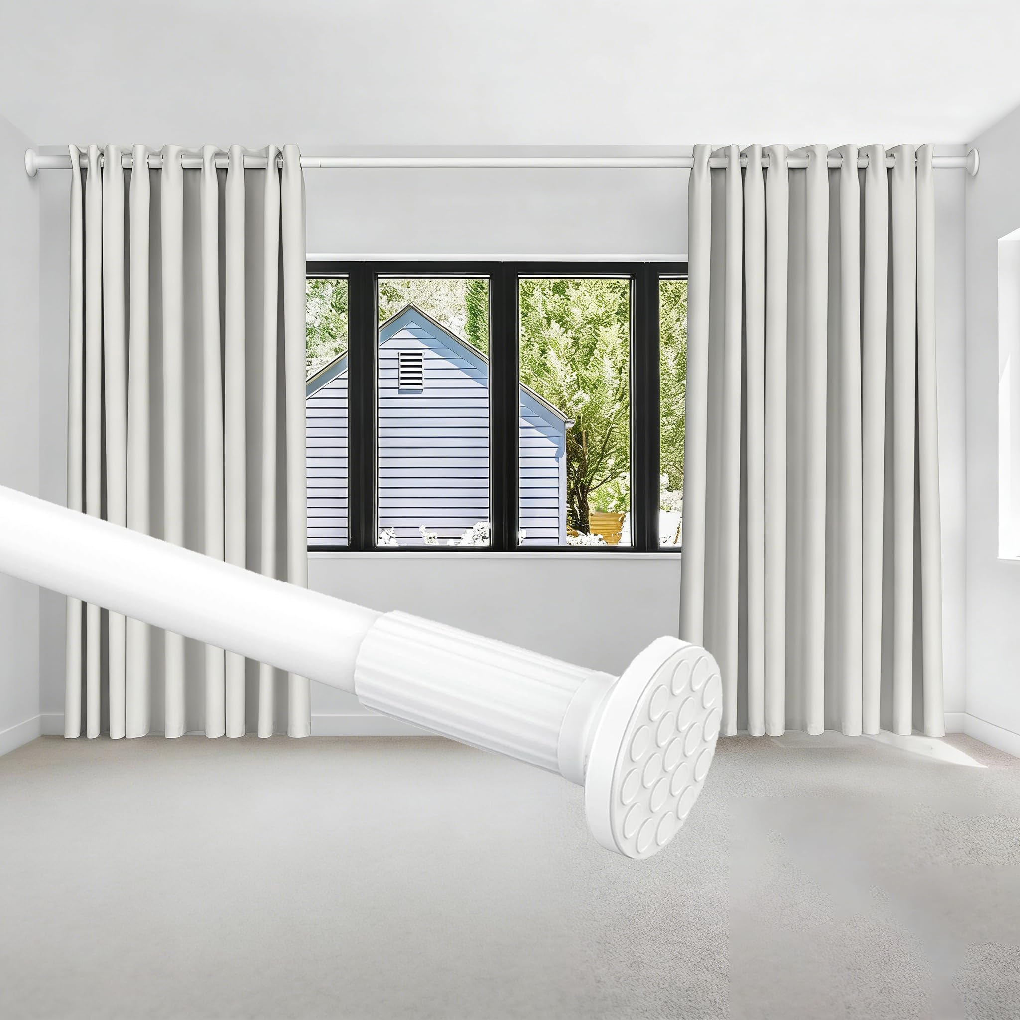 378cm-430cm Long Tension Curtain Rod, No Drilling Extendable Stainless Steel Curtain Pole for Windows and Bathroom,Telescopic Shower Curtain Rod, Room Divider