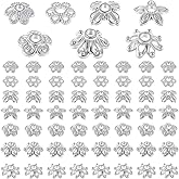 300PCS 7 Styles Metal Spacer Bead, Antique Silver Spacer Beads Daisy Flower Snowflake Loose Beads for Jewelry Making, Bracelet Necklace Craft Bead for Jewelry Findings Accessories