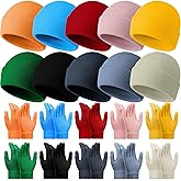 Shyyween 20 Pcs Kids Hats and Gloves Winter Bulk Thick Thermal Beanie with Full Fingers Gloves Gift Sets for Boys Girls