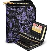 Bistup Credit Card Holder Wallet for Women Cute Leather Ladies Teen Girls Female Cardholder Wallets Accordion Purse Small Medium Aesthetic Print Merch Unique Modern Y2k Rfid Zipper Around
