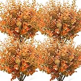 Grunyia 10 Bundle Artificial Fall Boxwood No Fade Faux Autumn Plants