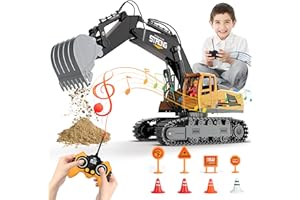 LAUSOMILE Remote-Control Excavator Toys for Boys 3-12 Year Old - 1/18 Scale RC Construction Excavators Rechargeable Engineering-Vehicle with 360 Rotation Metal Shovel Christmas Birthday Gift for Kids Girls