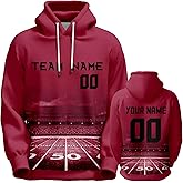 Ofxxu Custom Football Hoodies Personalized Stadium Sweatshirts Rugby Gifts for Men Women Youth Add Name and Number