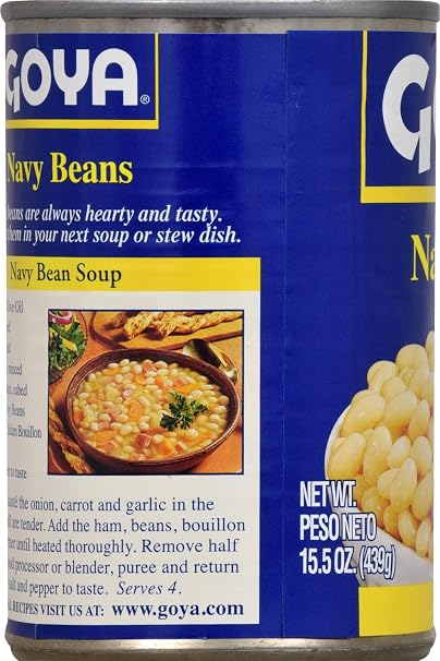 Goya navy beans navy beans, Water salt and calcium chloride added as a firming Agent. (041331124584)