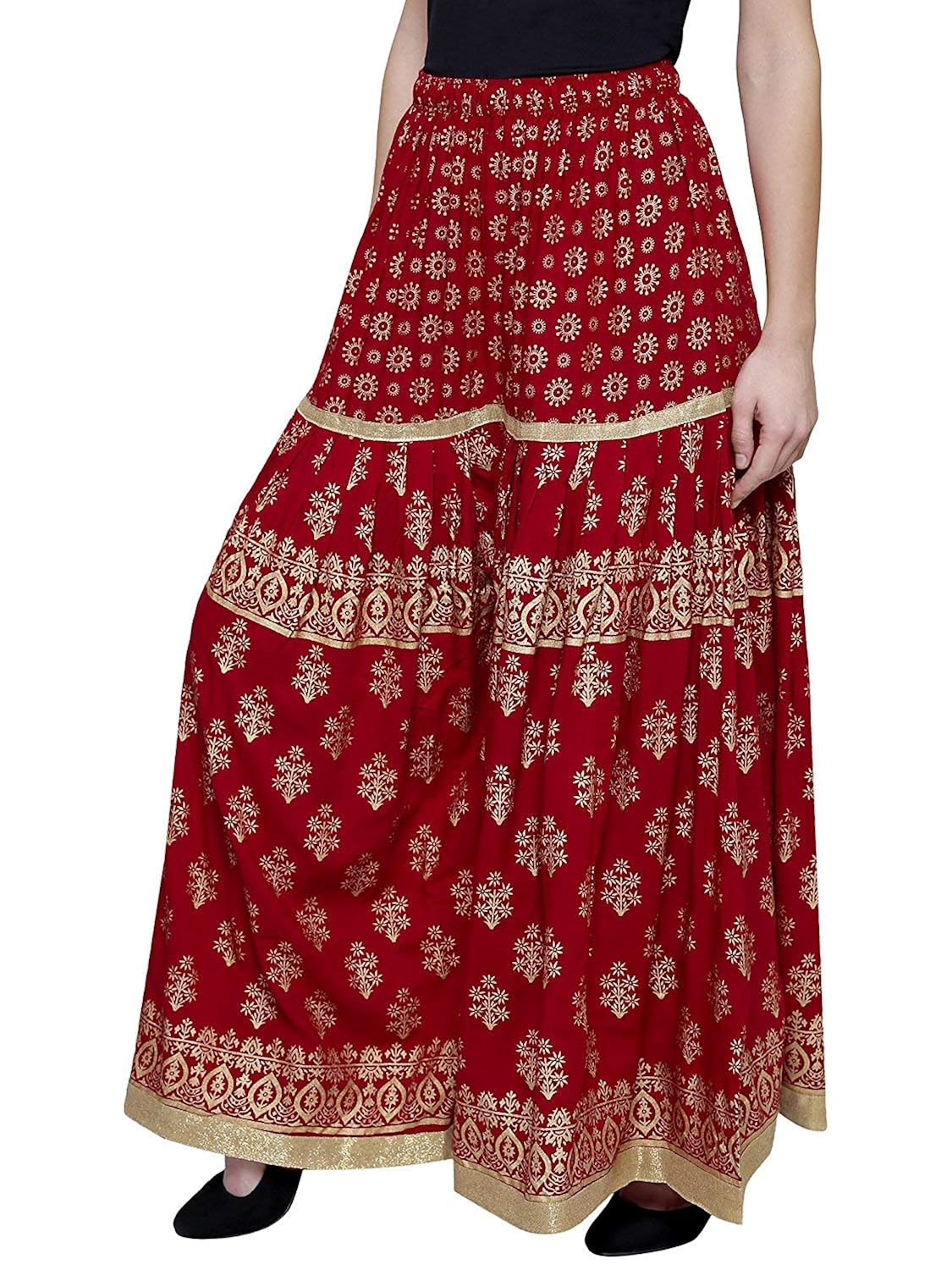 color india red rayon sharara palazzo for girl's