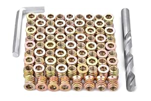 PGMJ 80 Pieces M8 Wood Inserts Bolt Furniture Screw in Nut Threaded Fastener Connector Hex Socket Drive for Wood Furniture Assortment (M8x15mm)