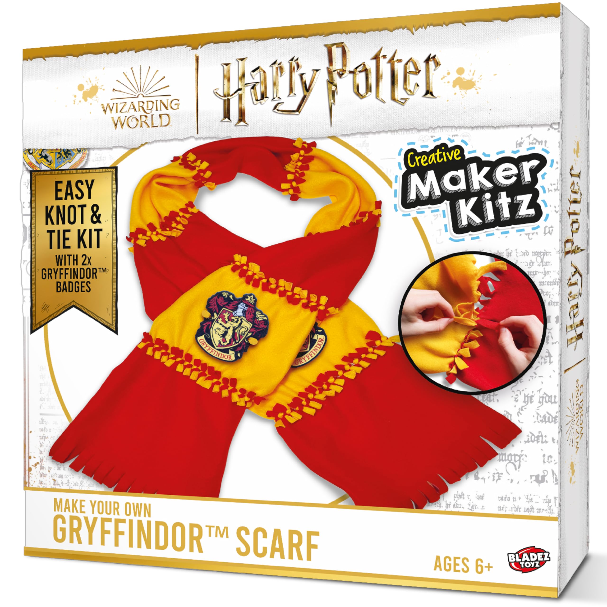 BLADEZ Harry Potter Gryffindor Scarf, Make Your Own, Licensed Craft Set, Activity Set for Kids, Wizarding World, Creative Maker Kitz Toyz