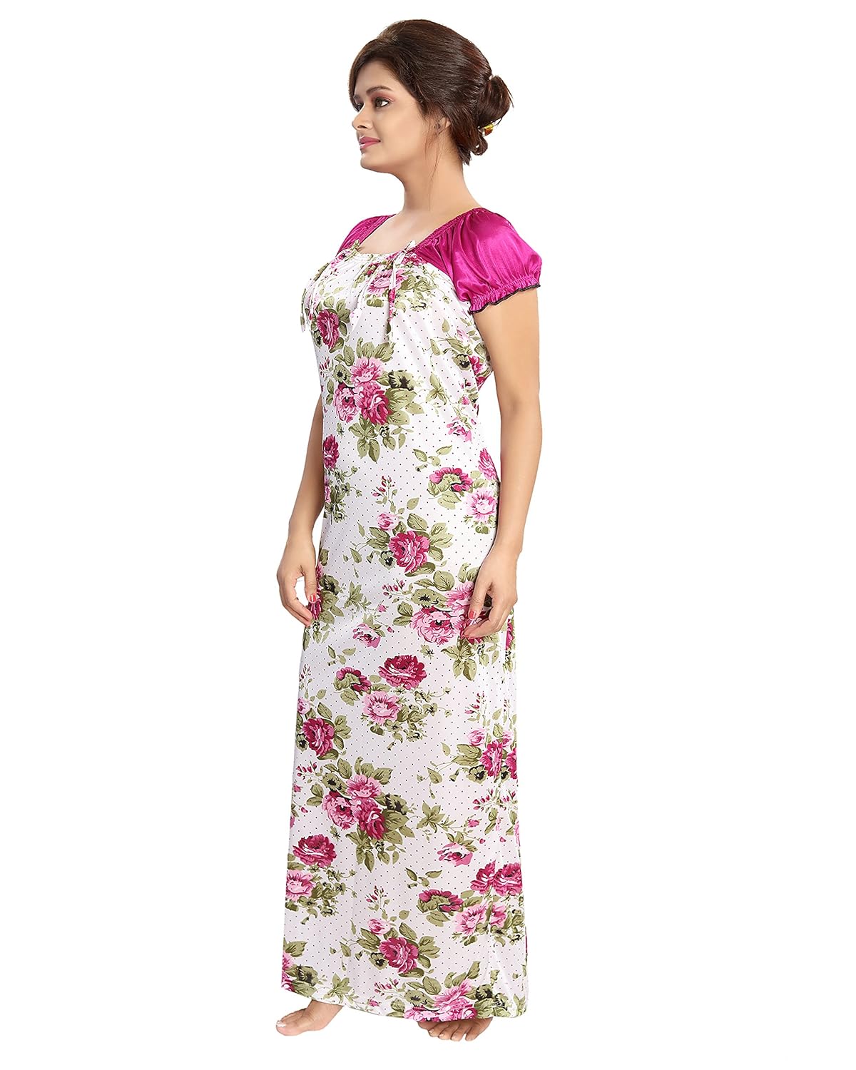 glam world women's satin night wear (dark pink, free size)