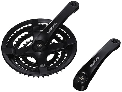 Shimano Tourney Alu-Kettenradgarnitur Kurbel 170 mm 48 / 38 / 28 Zähne mit Kettenschutzring, silber- schwarz, 6550
