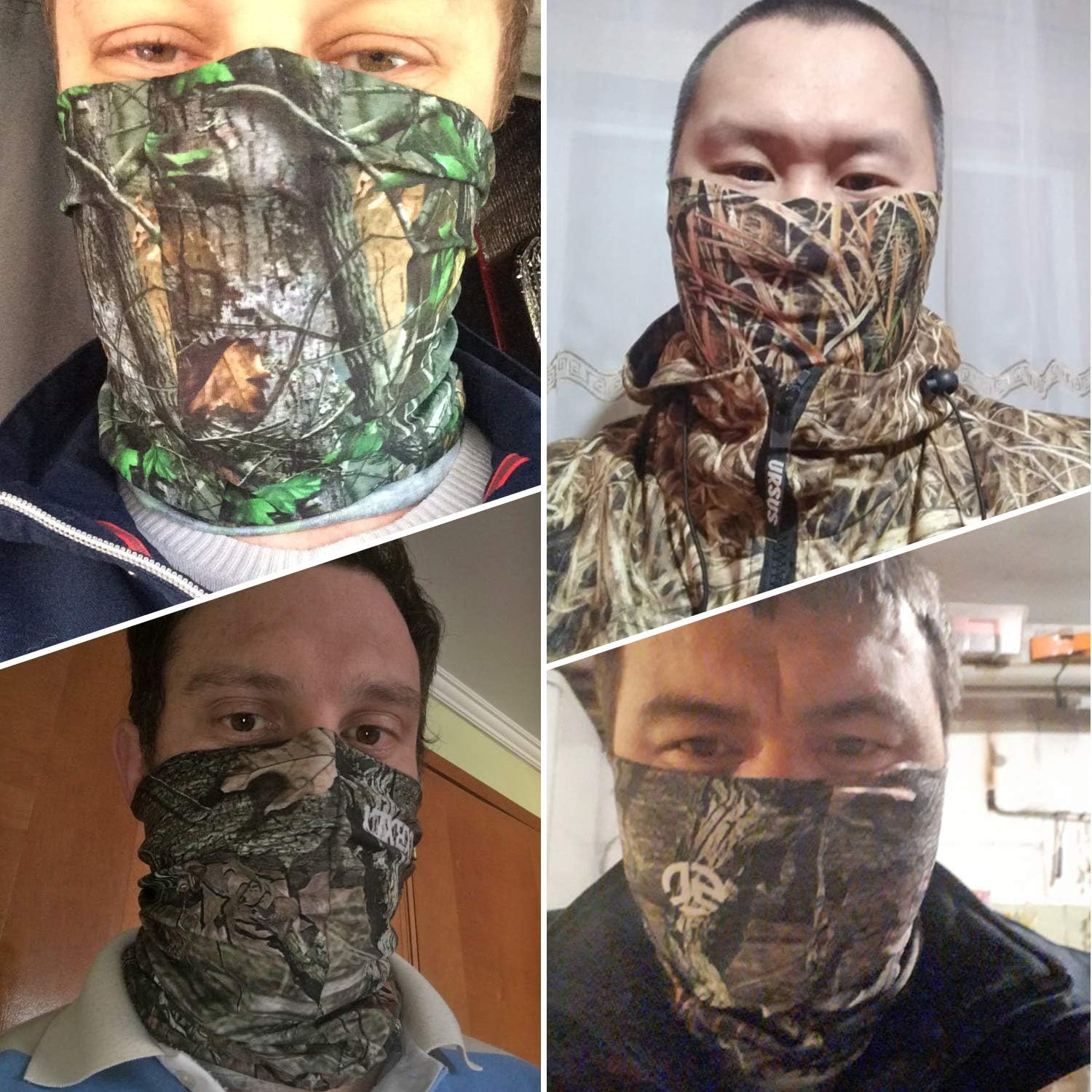 AXBXCX 2 Pack - Camouflage Print Seamless Neck Gaiter Bandana Face Mask Headband Headwear Scarf for Fishing Hiking Hunting Cycling Motorcycle Riding Skiing Outdoor Sport 065: Clothing