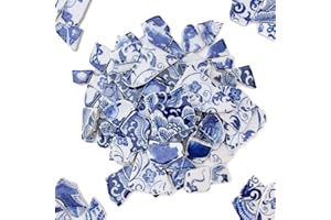 Youway Style Blue and White Mosaic Tiles for Crafts Bulk,680g Vintage Floral Mosaic Pieces, Broken Tiles for Mosaics Supplies, DIY Mosaic Table Top Decor