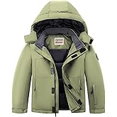 WULFUL Kid's Waterproof Ski Jacket Warm Fleece Hooded Boy's and Girl's Winter Snow Coat Outwear,Windproof RainCoat