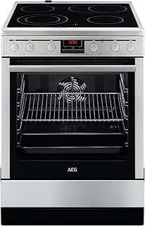AEG 47A56VS-MN 60 cm Standherd mit Glaskeramik-Kochfeld / Bräterzone / Mehrkreiskochzone / Versenkknebel / Grillfunktion / Display mit Uhr / A