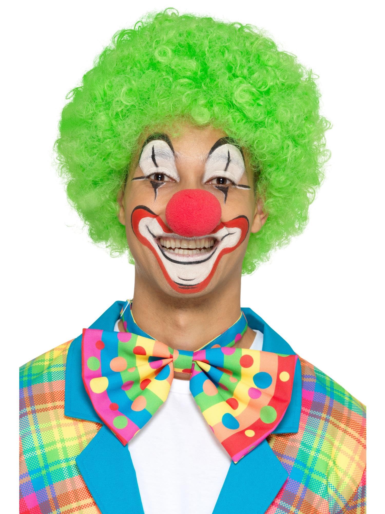 Smiffys Big Top Clown Bowtie, Neon with Spots & Stripes, Circus Fancy Dress, Clown Dress Up Accessories