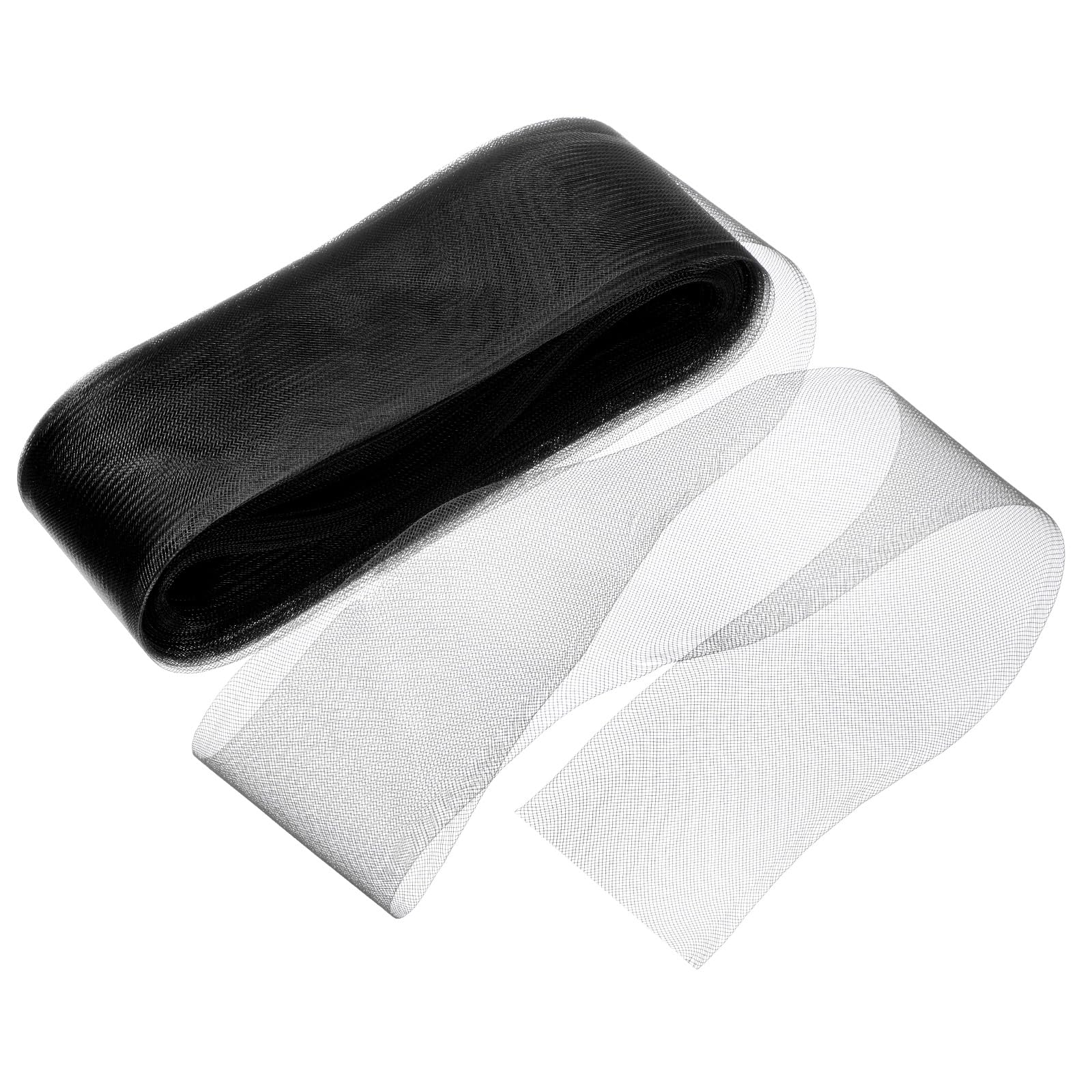 M METERXITY Stiff Horsehair Braid 4 Inch Wide 50 Yards Soft Polyester Horsehair Braid Roll for Wedding Dress/Dance Formal Dress Accessories/Skirt Boning Sewing Shaping [Black]