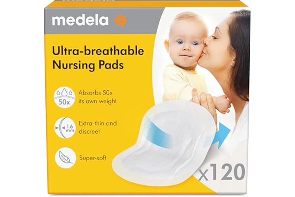 Medela Ultra-Breathable Nursing Pads, Highly Absorbent, Super Soft, Discreet Design for Comfortable Wear, Pack of 120