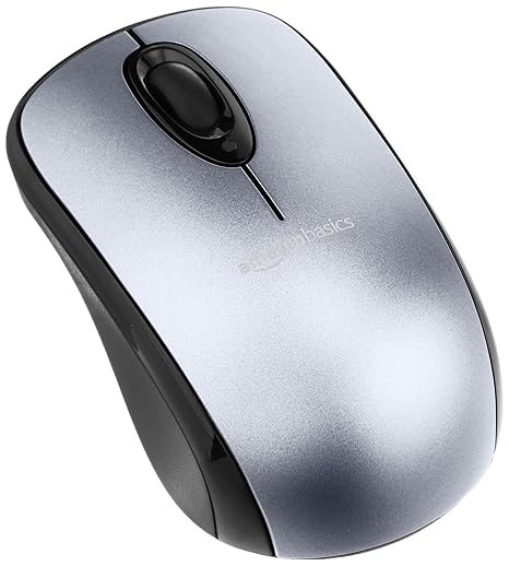 AmazonBasics Kabellose Maus mit Nano-Empfänger - Silber