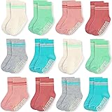 JAKIDAR 12 Pairs Baby Socks Cotton Crew Toddler