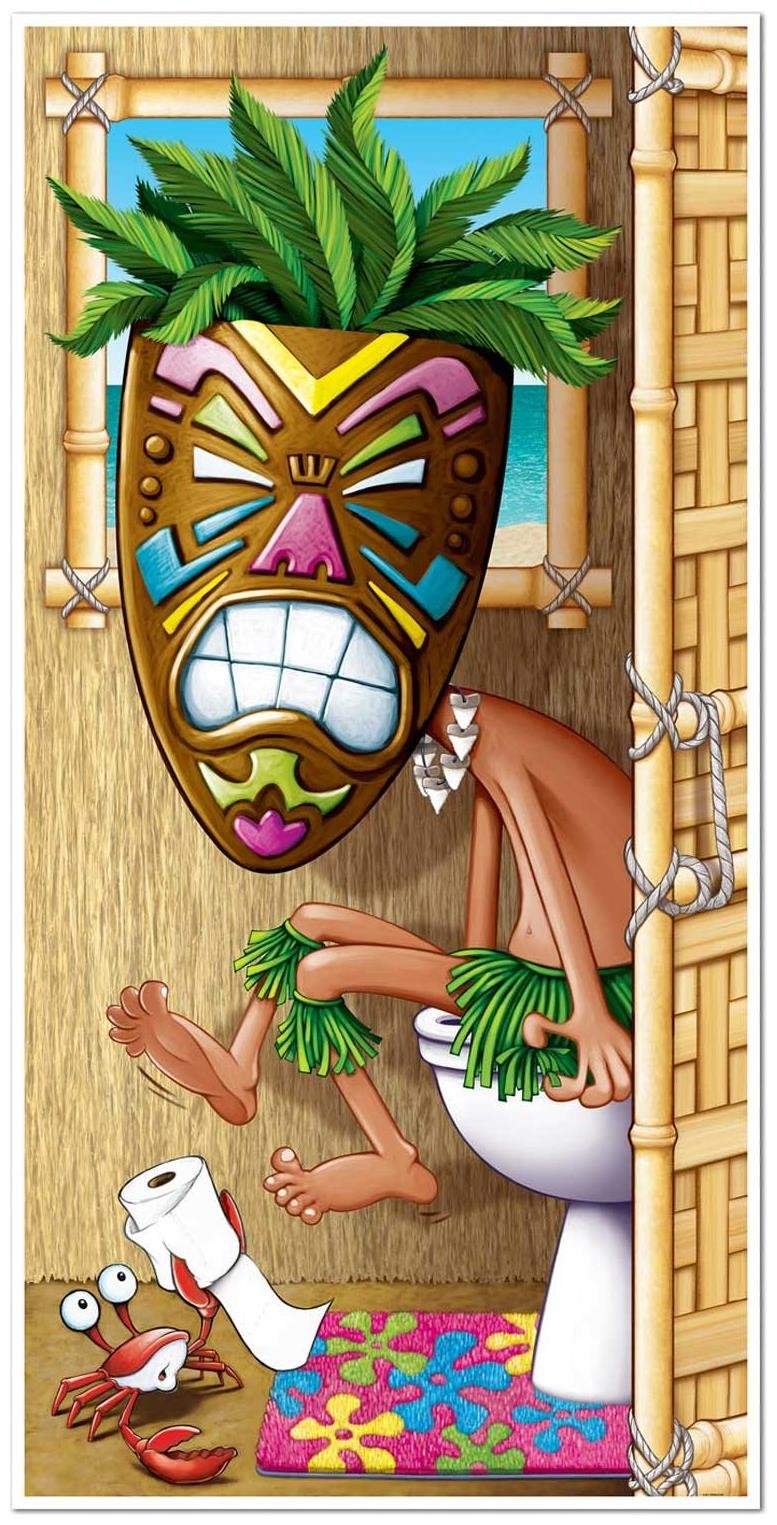Tiki Man Restroom Door Cover Party Accessory (1 Count) (1/Pkg)