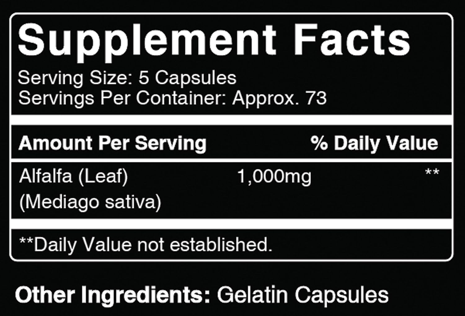 Natural Alfalfa Leaf, 365 Capsules, No Magnesium or Rice Filler, Made in The US, Gluten-Free, 1000mg of Pure and Undiluted Alfalfa Leaf per Serving: Health & Personal Care