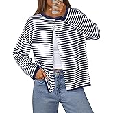 MEROKEETY Womens Striped Cardigan Sweaters 2026 Button Lightweight Long Sleeve Loose Knit Fall Sweater Clothes