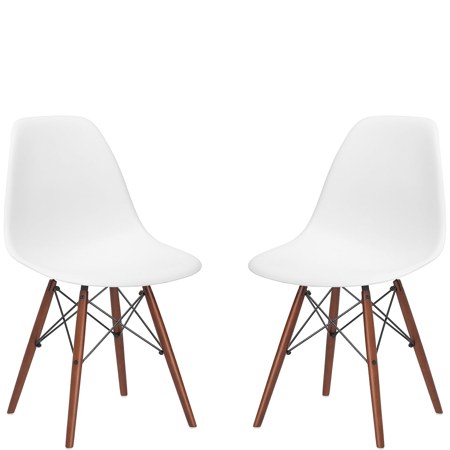 Amazoncom Poly And Bark Vortex Side Chair Walnut Legs White Set