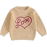 Nokpsedcb Baby Girl Cute Long Sleeve Heart Flowers Embroidery Oversized Sweater Toddler Valentine Outfit