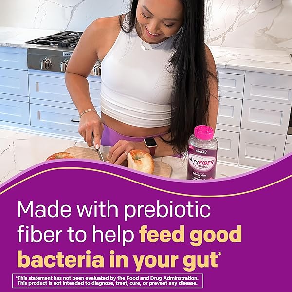 MIRAFIBER GUMMIES FROM THE MAKERS OF MIRALAX, 8G OF DAILY FIBER PER SERVING, METABOLISM SUPPORT WITH B VITAMINS, GUT HEALTH FOR MEN & WOMEN,PREBIOTIC FIBER GUMMIES FOR ADULTS, MIXED FRUIT FLAVOR 72CT