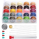 25 Colors Wax Thread Set, Crafts Waxed Cord for Jewelry Making, 0.45mm Mini Bobbin Thread with Beading Needle and Other Accessories for Jewelry String Wax Cord and Leather Sewing Projects