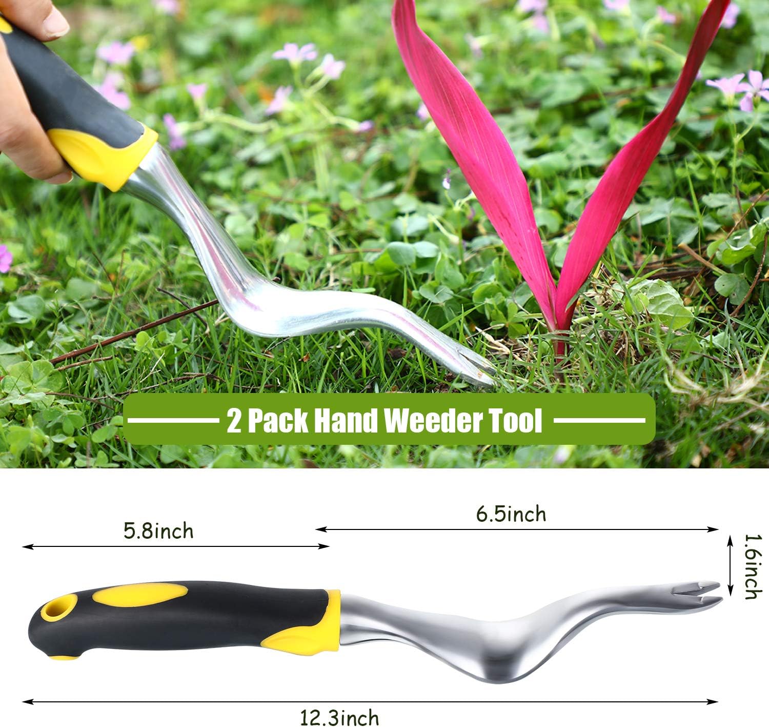 2 Pieces Hand Weeder Tool Garden Weeding Tools Garden Weeding Removal Gardening Weed Puller with Ergonomic Handle for Garden Lawn Farmland Transplant (Yellow) : Garden & Outdoor