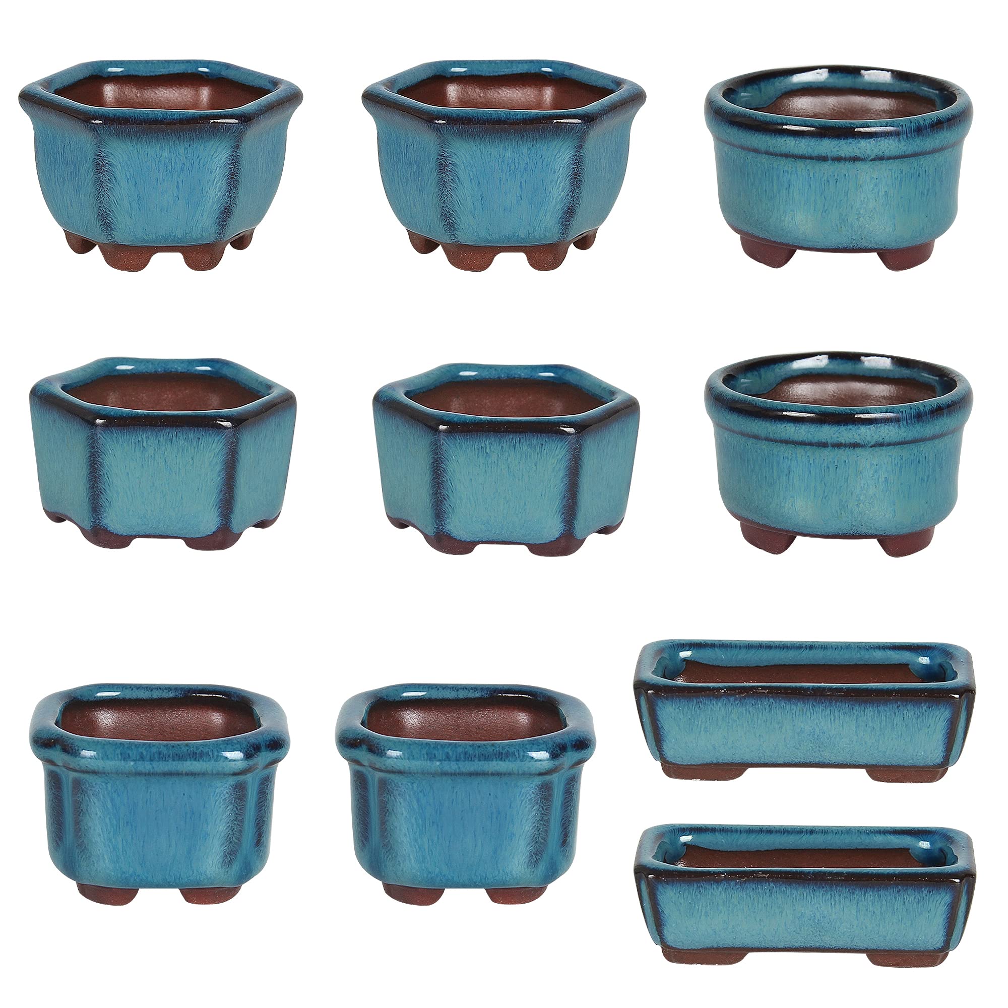 happy bonsai 1.8"(4.5cm) 10 Mini Glazed Pots