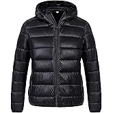 Chrisuno Women's Plus Size Lightweight Puffer Jacket Packable Winter Warm Quilted Bubble Coat Waterproof Windproof Hooded