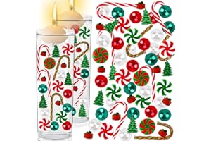 DONSAJI 6000+PCS Christmas Floating Vase Filler,White Red and Green Candy Cane Pearl Beads for Christmas Party Festival Decors,Glass Candy Canes Vase Filler,Water Gel Jelly Beads Balls for Vases