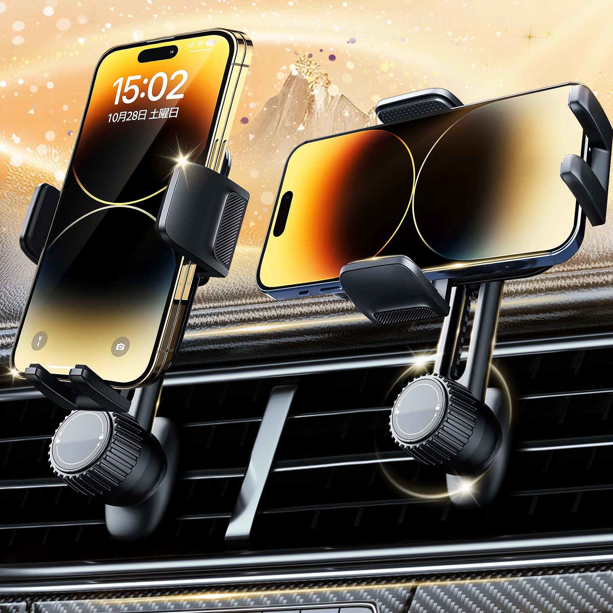 AutimHoo スマホホルダー 車 携帯ホルダー 車載ホルダー【2024年進化 全方位自由調整可能】車 スマホスタンド 伸縮アーム 長さ・高さ調整可能 360度回転 カー用品 エアコン吹き出し口 安定性拔群 片手操作 クリップ式 携帯スタンド 車 取り付け簡単 手帳型ケース対応 人気 車用品 iPhone・Samsung・Xperia・LG・SHARPなど4-7インチスマホ全機種対応 の商品画像