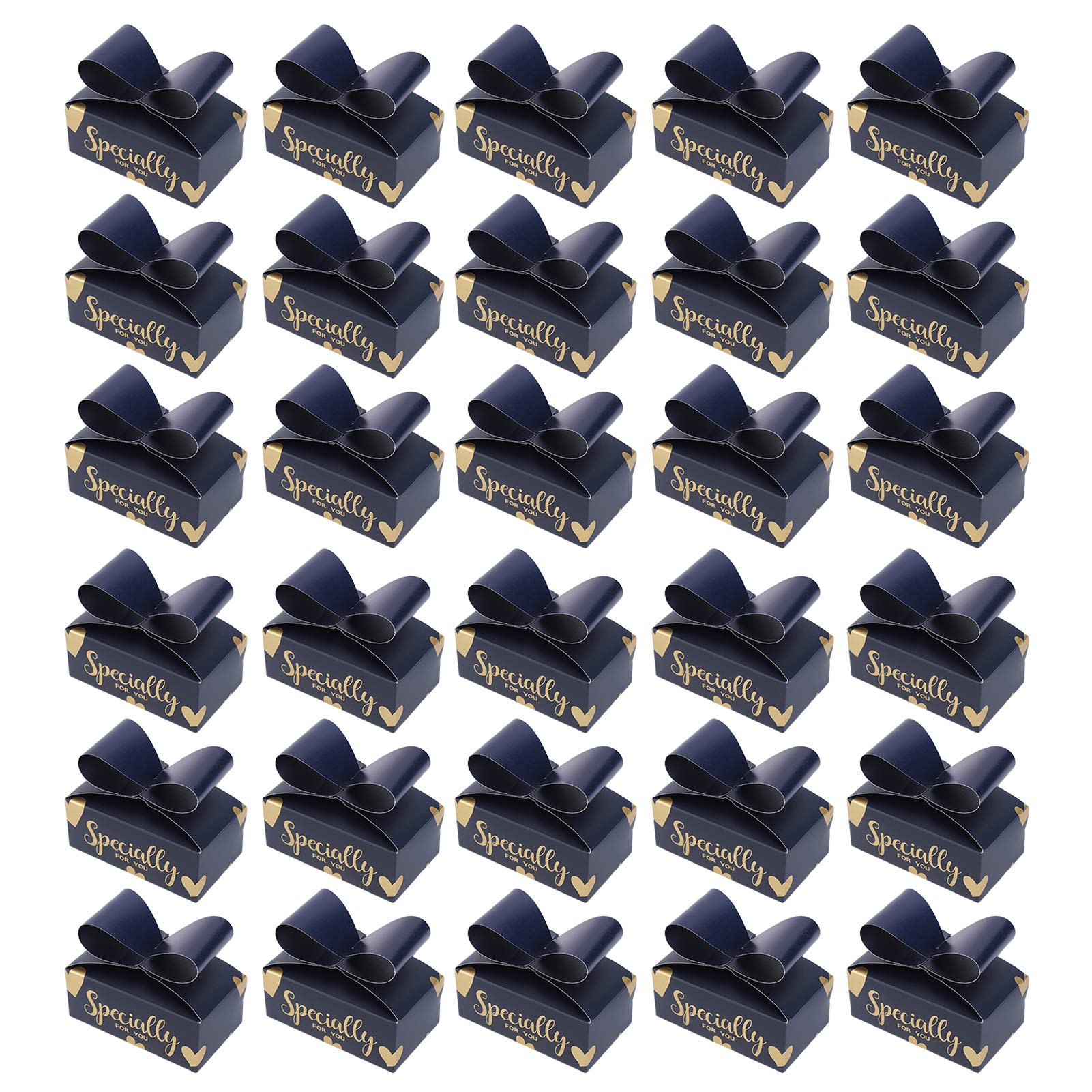 Favor Box, 30PCS Bowknot Candy Boxes Gift Treat Boxes for Cookies Party Christmas Birthdays Weddings Supplies (10.3x6.8in)(Blue)