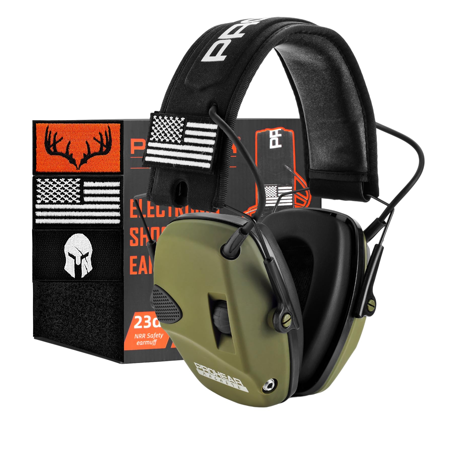 Photo 1 of PROHEAR Electronic Ear Protection for Shooting with 4X Sound Amplification, Gun Range Hearing Protection Muffs, NRR 23dB Noise Reduction Headphones for Hunting, Green