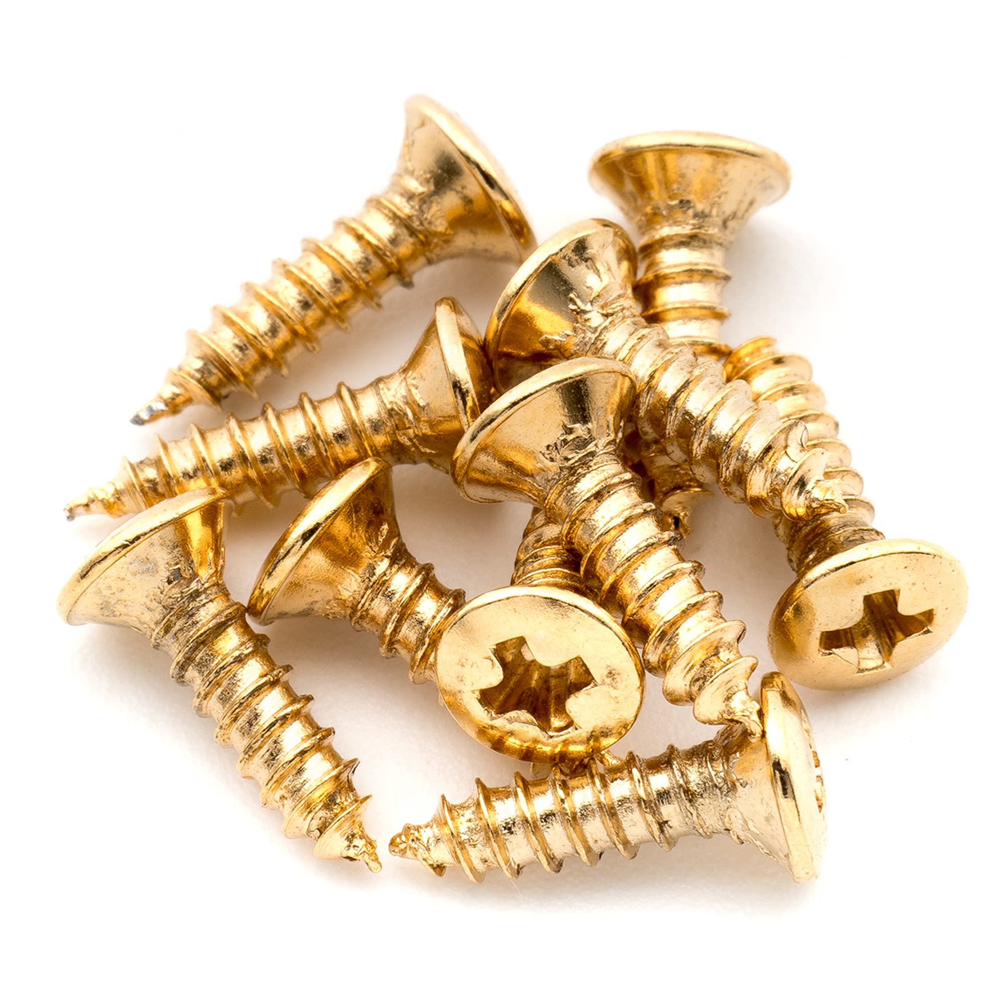 Musiclily Pro Metric 2.5x10mm Steel Countersunk Screws for Guitar Wood Mounting, Gold (Set of 10)