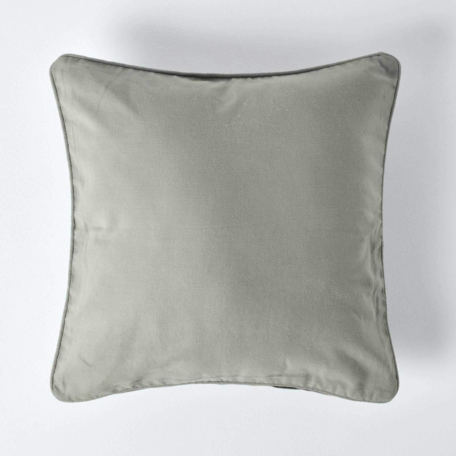 HOMESCAPES - 100% Cotton Plain Grey Cushion Cover - 45 x 45 cm Square - 18 x 18 Inches Light Grey Silver Sofa Cushion Pillow Cover - Washable — image 1
