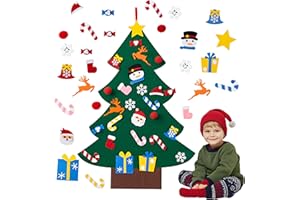 HBlife Felt Christmas Tree 3ft DIY Christmas Decorations Clearance with 26 PCS Ornaments Wall Decor with Hanging Rope for Kid