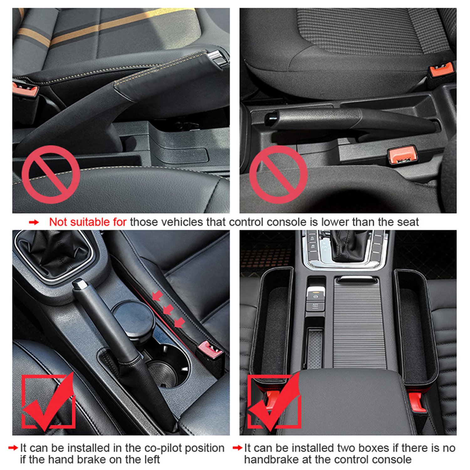 LOCEN PU Leather Console Side Pocket, Car Seat Gap Filler/Organizer/Storage Box (Black)