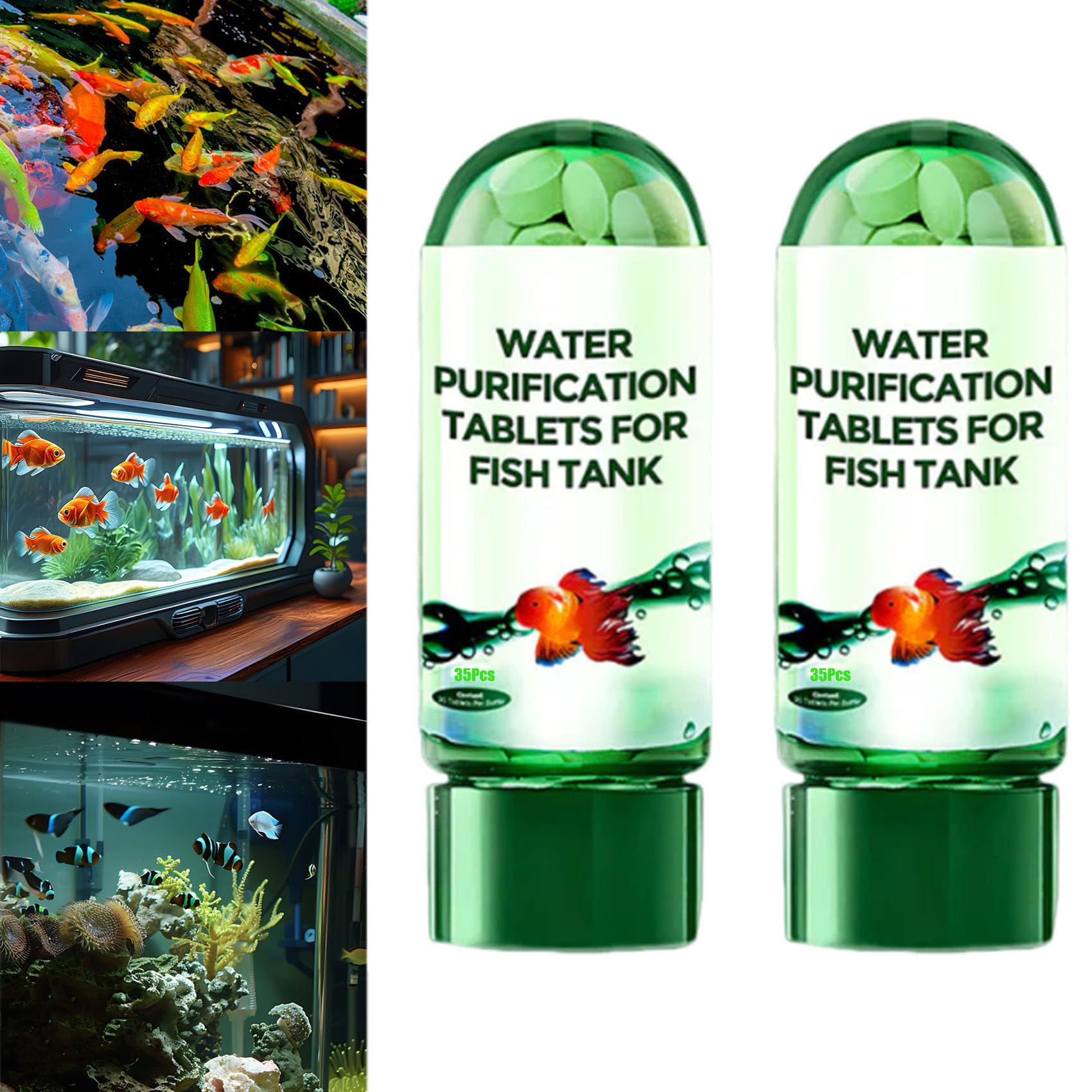 Photo 1 of 2 Bottle Powerful Aquarium Water Purification Tablet, 2025 New Portable Aqua Water Purification Tablets, Water Purifying Tablets for Fish Tan All Kinds of from Fish Tank Water