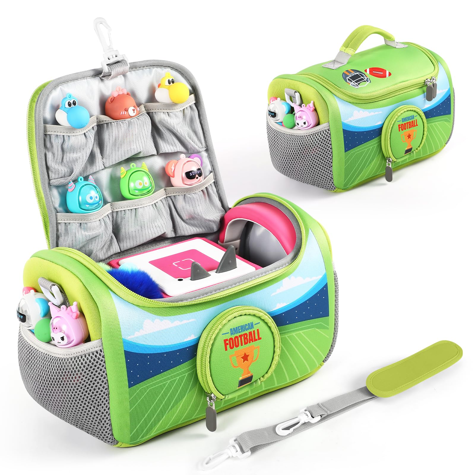 OUKNAK Carrying Case for Toniebox Starter Set, Storage Carrier Bag for Toniebox 2 Audio Player Carrying Box for Toniebox Accessories Travel Carrying Bag for Toniebox (Green Rugby)