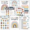 Hadley Designs 8 Boho Calming Corner Posters For Classroom Must Haves For Teachers-Calm Down Corner Supplies Elementary, Feelings Chart For Kids Ages 4-8, Emotions Chart For Kids