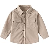 Toddler Boys Corduroy Button Down Shirt - Western Style Long Sleeve Shacket Kids Spring Fall Casual Button Up Top