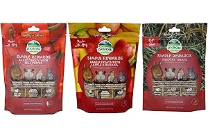 TCLLKA Small Animal Treats 3 Flavor Variety Bundle (1) Each: Baked Apple Banana, Baked Bell Pepper, Timothy, 1.4-2 Ounces.