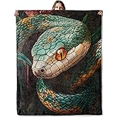 Green Snake Throw Blanket for Girls Boys Kids Adults, 50x60 in, Cozy Flannel Blanket for Bedroom, Camping, Couch, Room Decor, Fuzzy Warm Soft Gifts