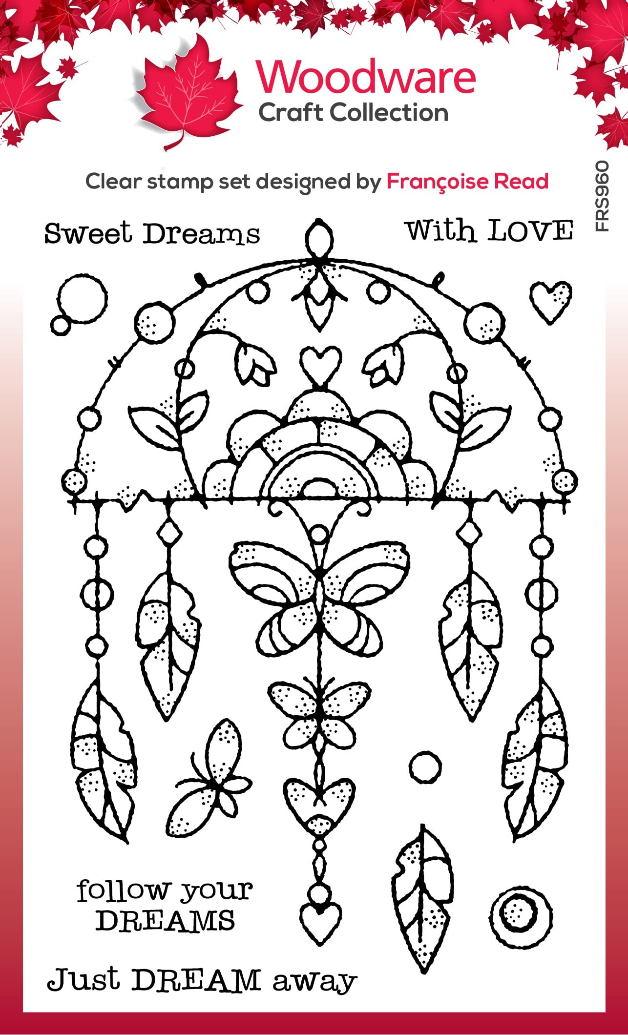 Woodware Francoise Collection-Garden Dream Catcher-Clear Stamp Set, 6 x 4 inches