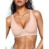 OEAK Womens Deep V Bras Wireless Comfortable Bra Supportive No Underwire Bras Tshirt Push Up Bralettes Plunge Seamless Bra