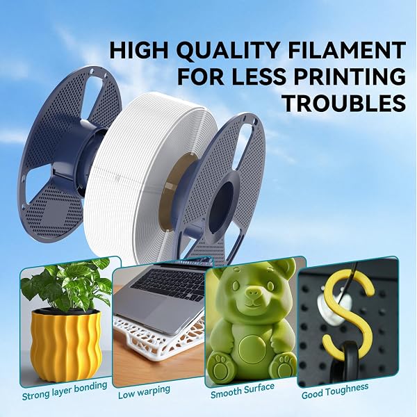 SUNLU 4KG PLA 3D PRINTER FILAMENT BUNDLE, NEATLY WOUND PLA FILAMENT 1.75 MM, DIMENSIONAL ACCURACY +/- 0.02MM,GOOD VACUUM PACKAGING FILAMENTS,4KG IN TOTAL,1KG PER SPOOL,4WHITE