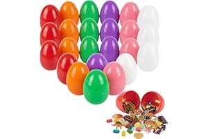 24 Large 4-Inch Plastic Easter Eggs, Fillable Colorful Eggshells with Hinge for Easter Hunt, Basket Stuffers, Party Favors, C